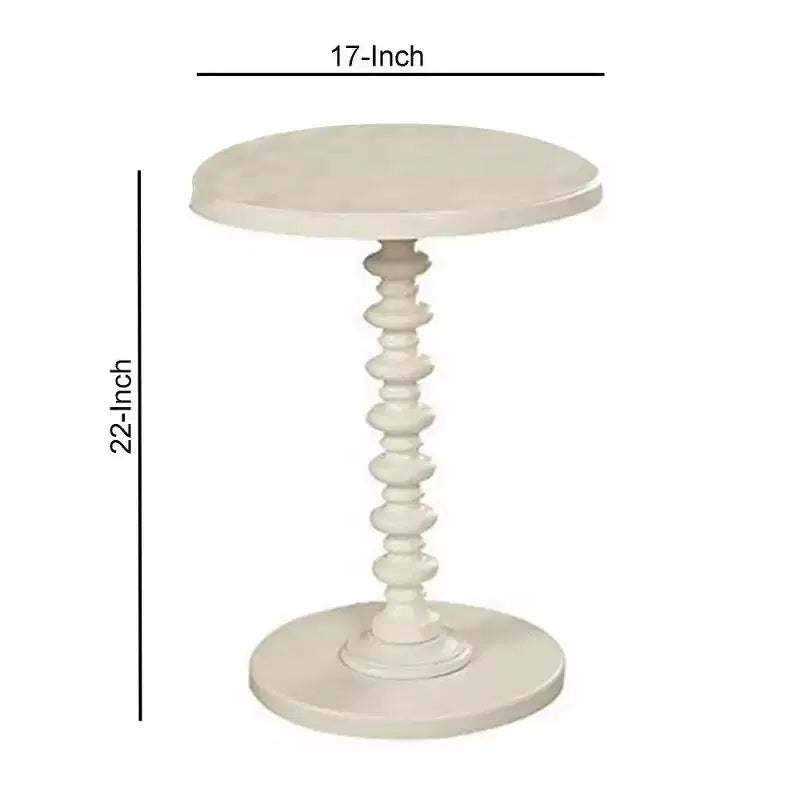 Side Table With Round Top, White