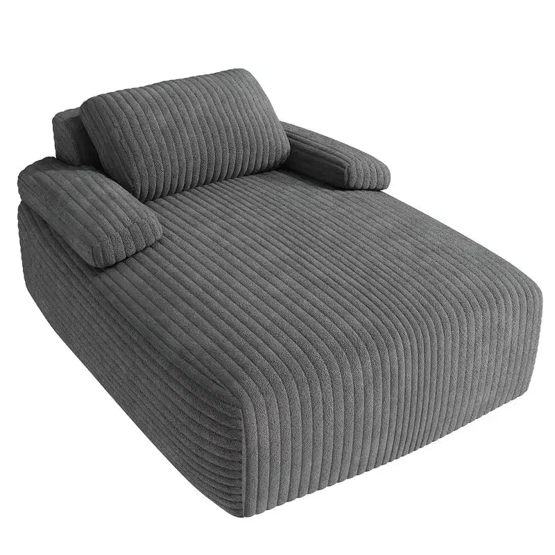 48-Inch Oversized Corduroy Chaise Lounge Chair, Indoor Boneless Sofa Bed, Grey