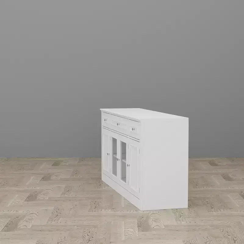 Dining Buffet Sideboard with 3 Drawers and 4 Glass Doors, Kitchen and Dining Room Pantry Cabinet