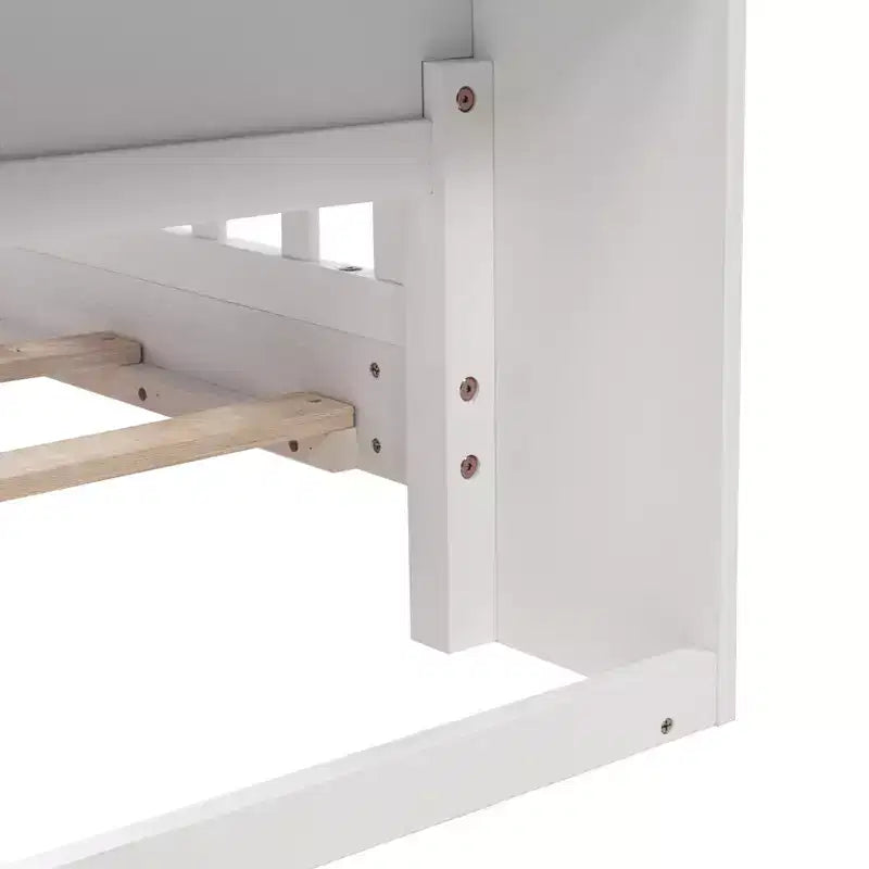 Twin Wood Bed with Bookcase Headboard, LED Motion Sensor Light and Adjustable Guardrails