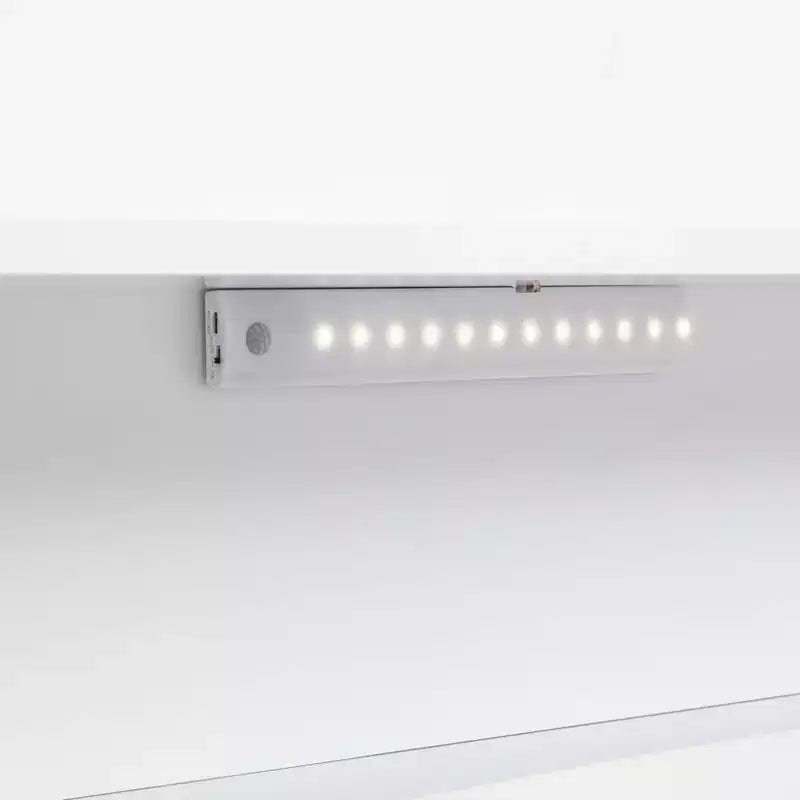 Twin Wood Bed with Bookcase Headboard, LED Motion Sensor Light and Adjustable Guardrails