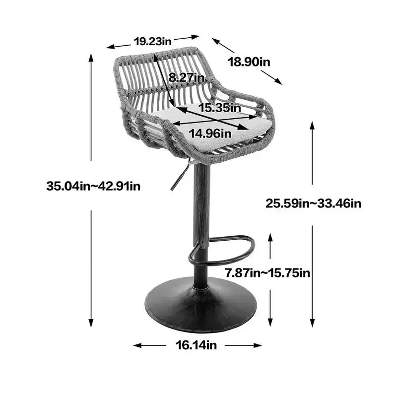 2Pcs Swivel Bar Stools With Footrest, Metal Frame, Up To 250 Lbs Load Bearing Capacity Retro Adjustable Height 35.04 To 42.9 Bar Chairs