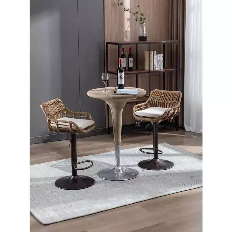 2Pcs Swivel Bar Stools With Footrest, Metal Frame, Up To 250 Lbs Load Bearing Capacity Retro Adjustable Height 35.04 To 42.9 Bar Chairs