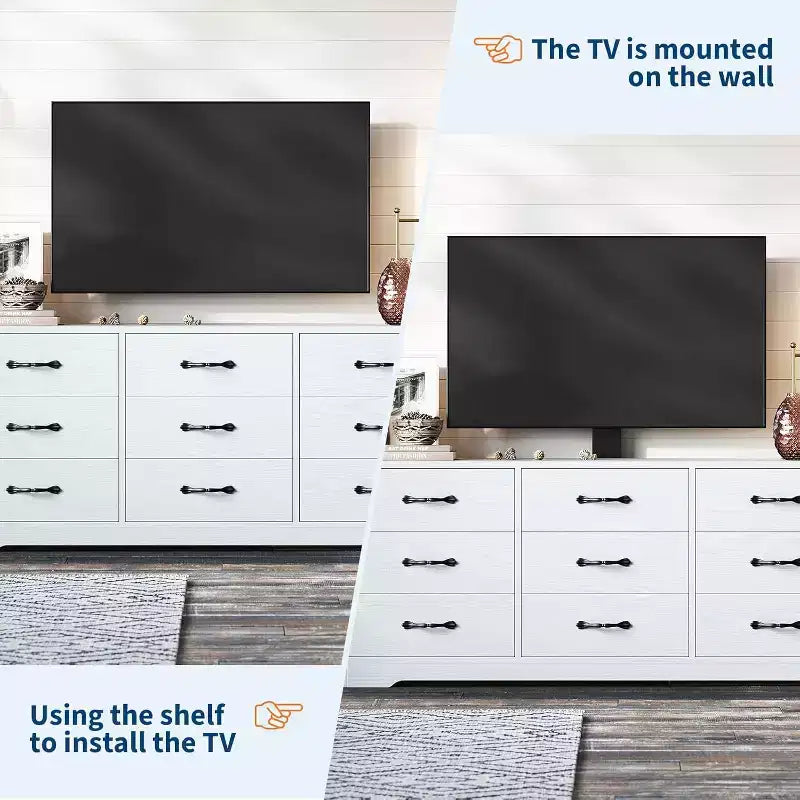 TV Stand with Mount for 32C85 Inch TVs, Modern Wood Media Console with Storage 9 Drawers, Living Room Entertainment Center Furniture