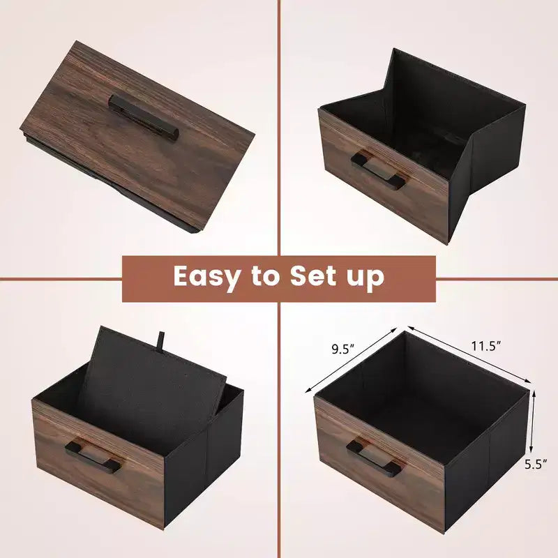 Nightstand Bedside End Table with 2 Fabric Drawers and Storage Shelf