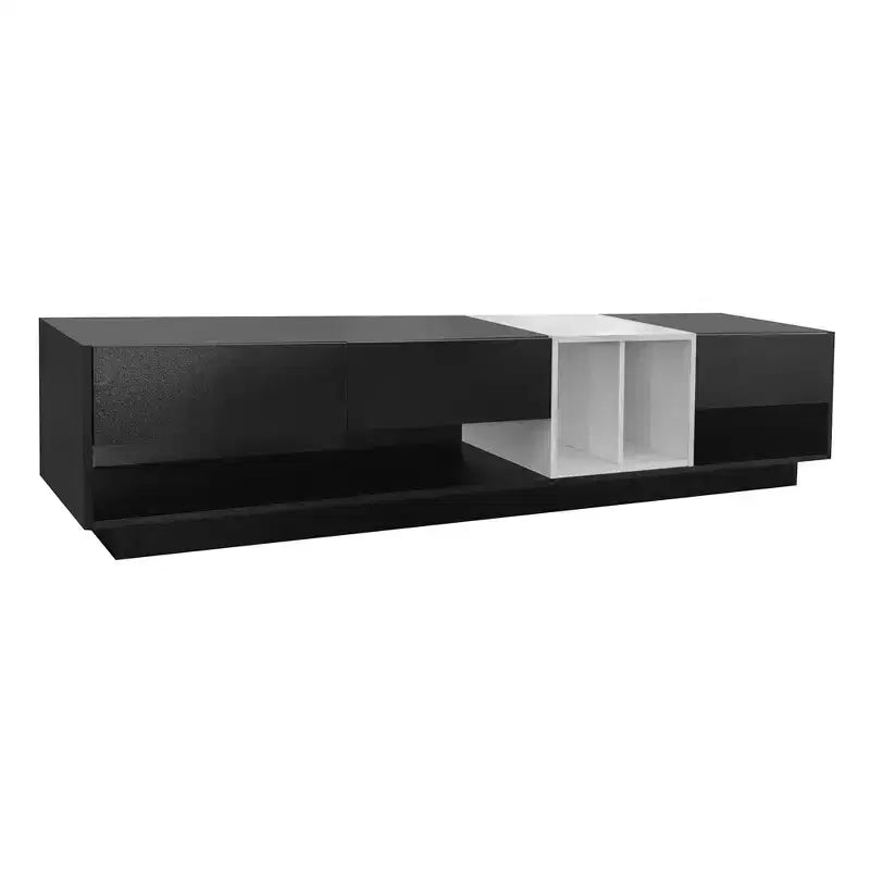 Modern Two-tone TV Stand for 80 TV, Wood TV Storage Cabinet Entertainment Center Media Console with Versatile Compartment