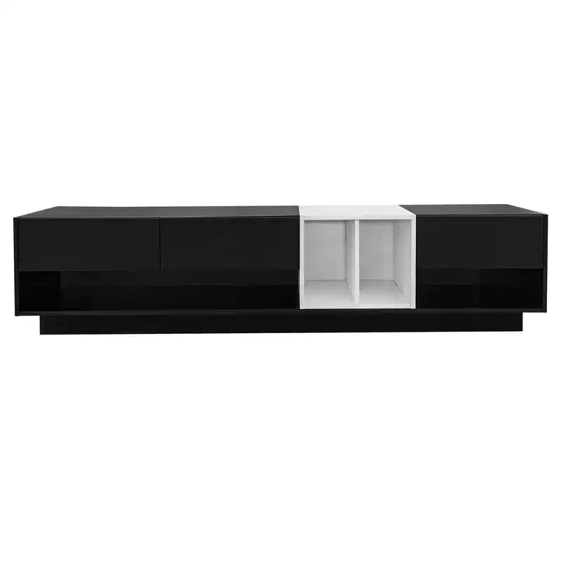 Modern Two-tone TV Stand for 80 TV, Wood TV Storage Cabinet Entertainment Center Media Console with Versatile Compartment