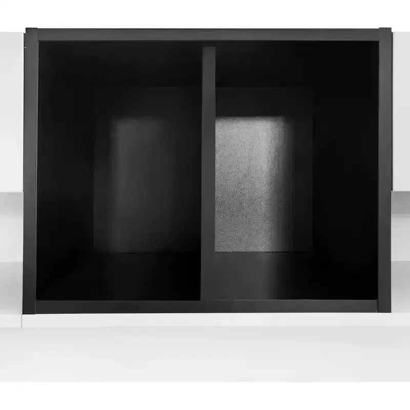 Modern Two-tone TV Stand for 80 TV, Wood TV Storage Cabinet Entertainment Center Media Console with Versatile Compartment