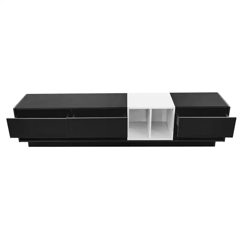 Modern Two-tone TV Stand for 80 TV, Wood TV Storage Cabinet Entertainment Center Media Console with Versatile Compartment