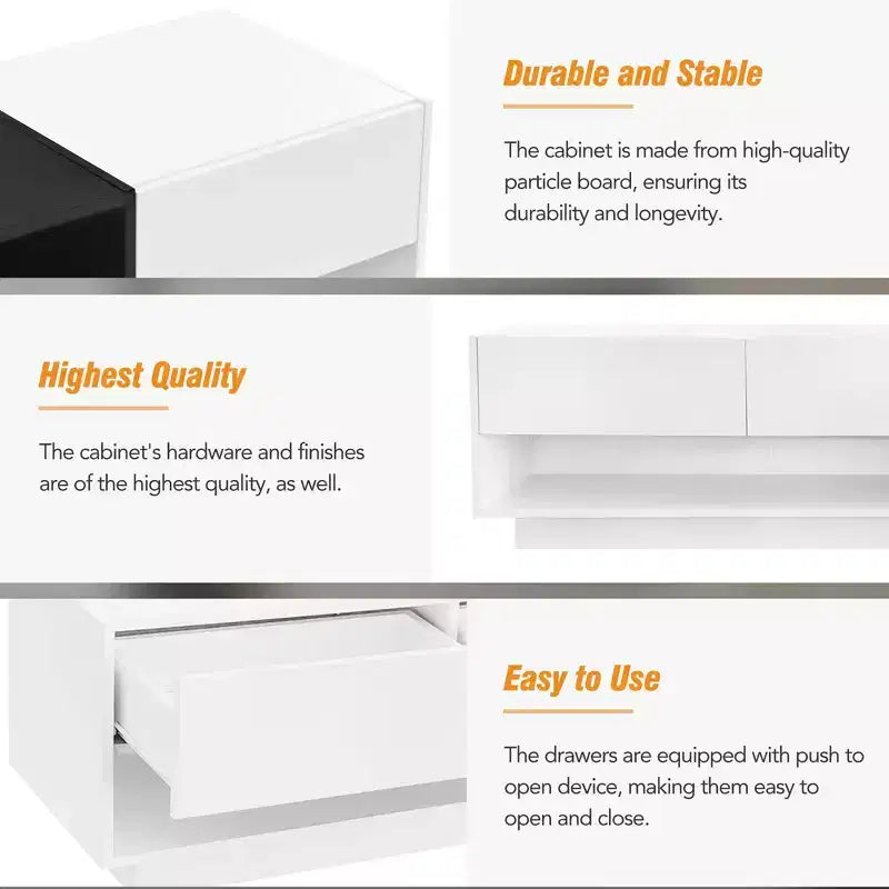 Modern Two-tone TV Stand for 80 TV, Wood TV Storage Cabinet Entertainment Center Media Console with Versatile Compartment