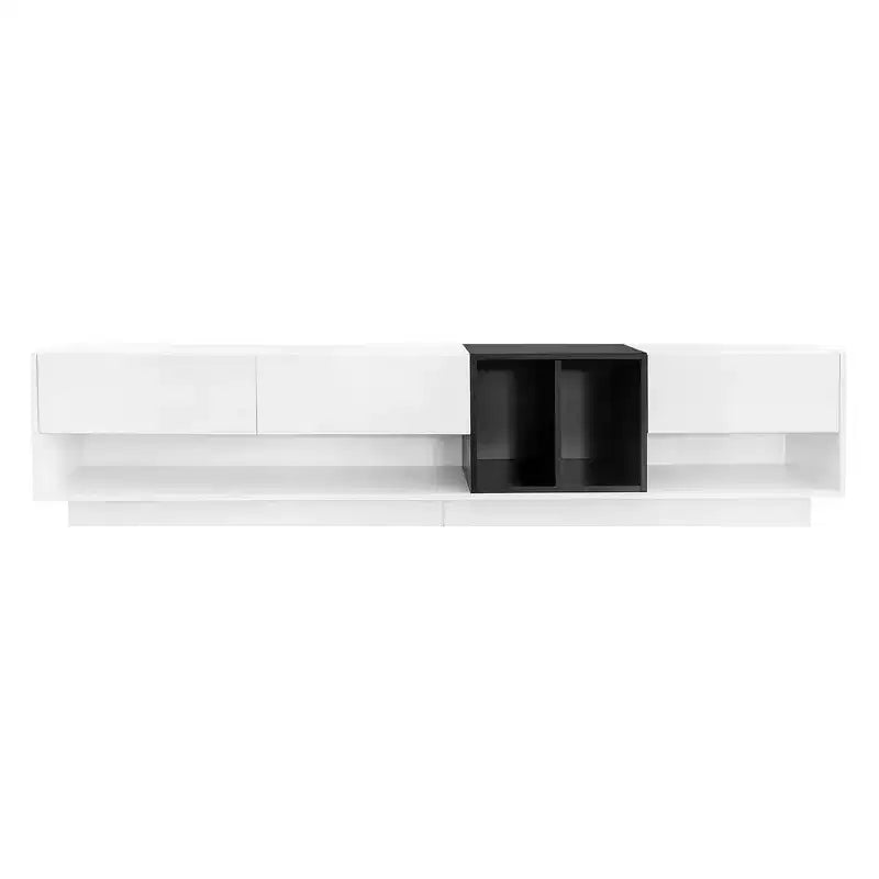 Modern Two-tone TV Stand for 80 TV, Wood TV Storage Cabinet Entertainment Center Media Console with Versatile Compartment
