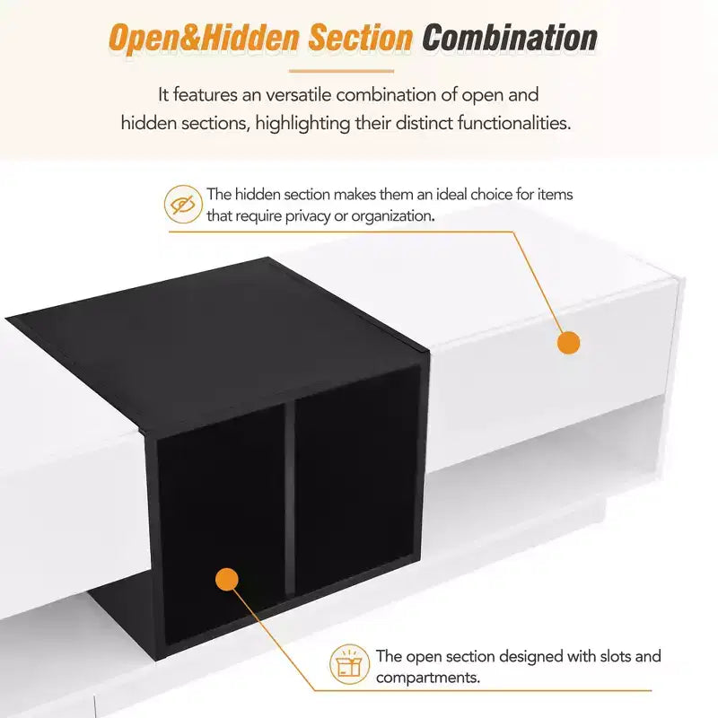 Modern Two-tone TV Stand for 80 TV, Wood TV Storage Cabinet Entertainment Center Media Console with Versatile Compartment