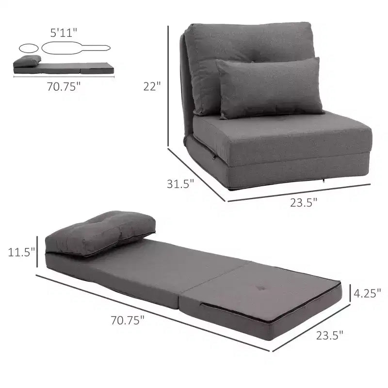 Convertible Bean Bag Floor Chair, Lazy Sofa Bed with Adjustable Backrest for Living Room or Bedroom
