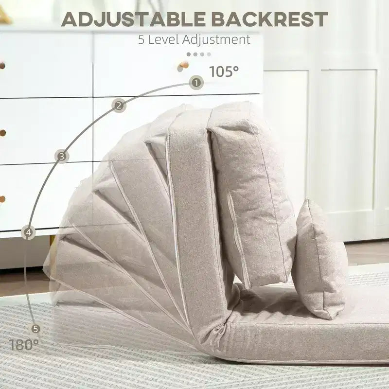Convertible Bean Bag Floor Chair, Lazy Sofa Bed with Adjustable Backrest for Living Room or Bedroom