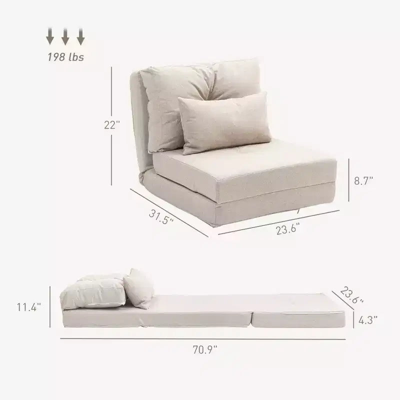 Convertible Bean Bag Floor Chair, Lazy Sofa Bed with Adjustable Backrest for Living Room or Bedroom