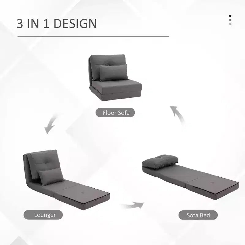 Convertible Bean Bag Floor Chair, Lazy Sofa Bed with Adjustable Backrest for Living Room or Bedroom
