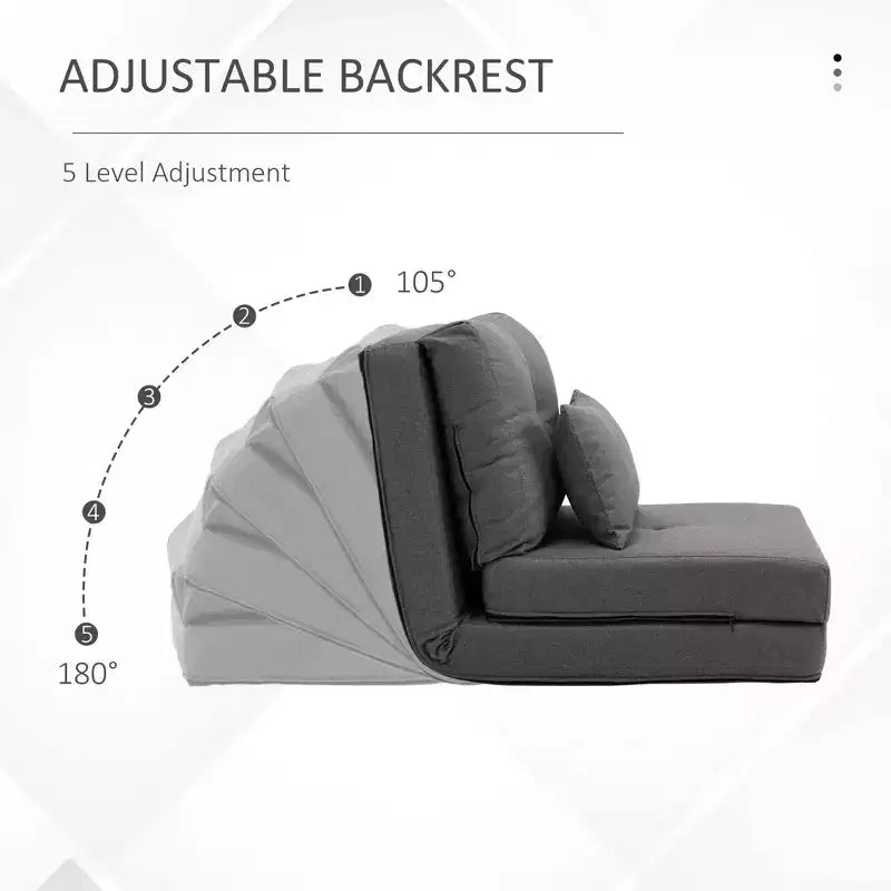 Convertible Bean Bag Floor Chair, Lazy Sofa Bed with Adjustable Backrest for Living Room or Bedroom