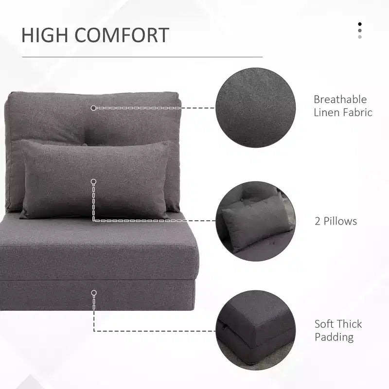 Convertible Bean Bag Floor Chair, Lazy Sofa Bed with Adjustable Backrest for Living Room or Bedroom