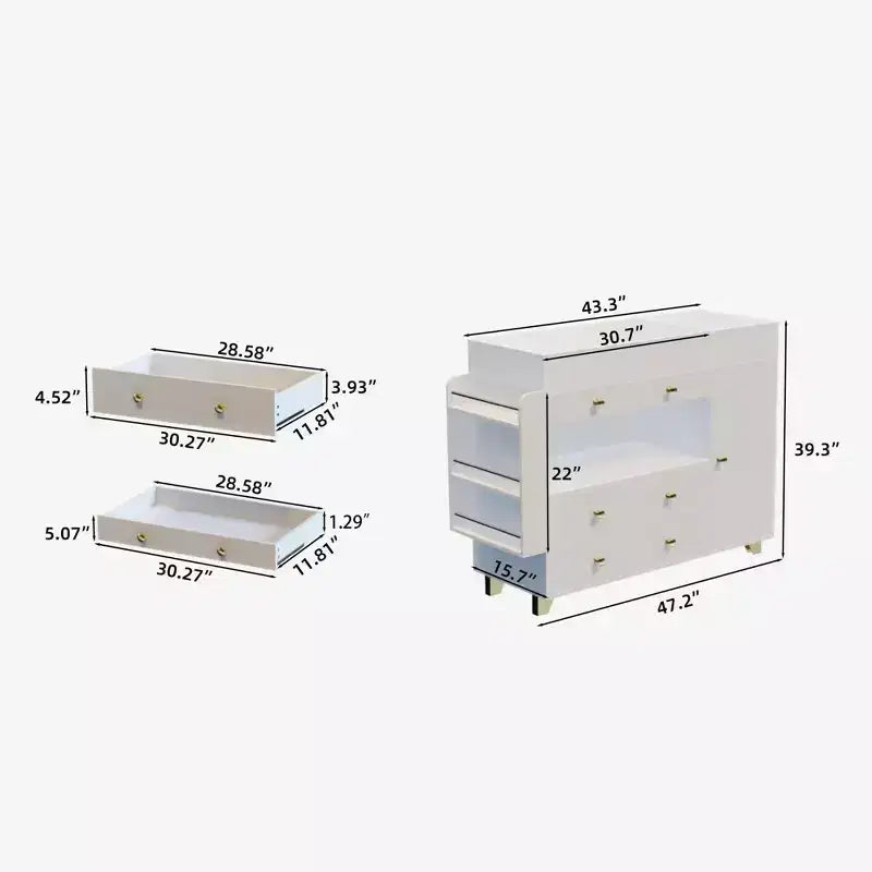 Modern Multi-Functional Dresser with 3 Drawers, 1 Door and Shelves