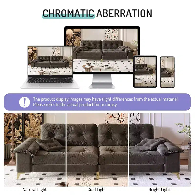 104.7-Inch Modern 4-Seat Cloud Sofa, Chenille Upholstered Couch with 2 Pillows and Removable Armrests