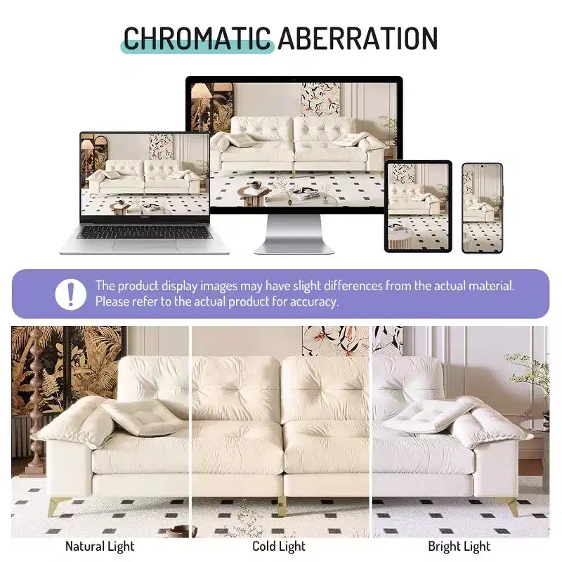 104.7-Inch Modern 4-Seat Cloud Sofa, Chenille Upholstered Couch with 2 Pillows and Removable Armrests