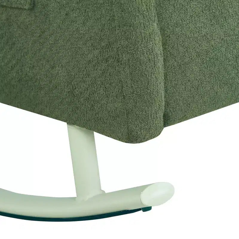 Modern Chenille Rocking Chair with Metal Legs and Side Storage Pocket