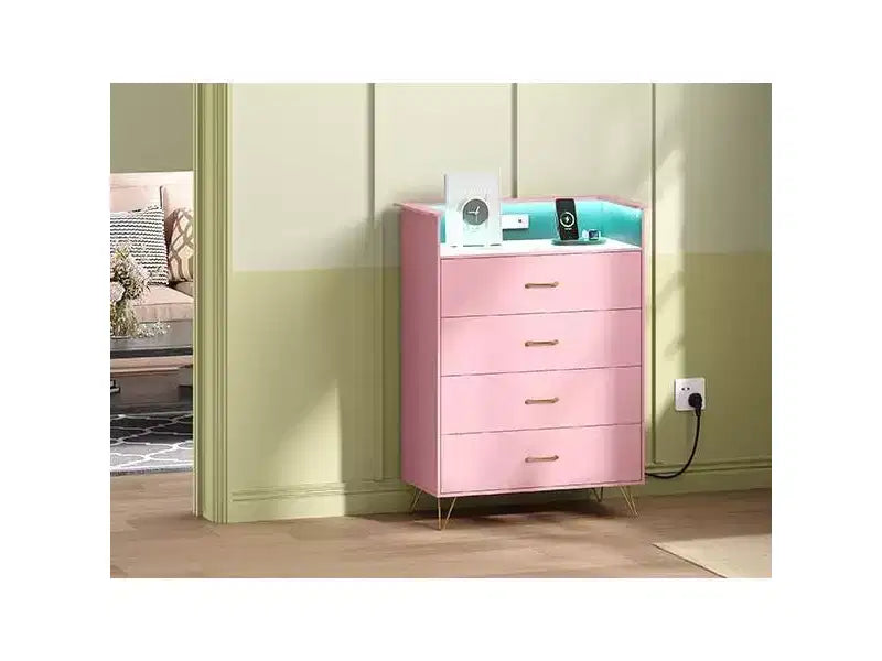 4-Drawer Dresser with Charging Station and App-Controlled Lighting
