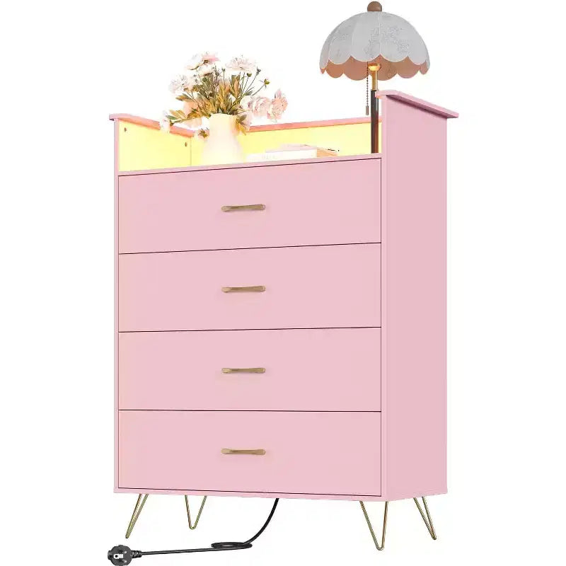 4-Drawer Dresser with Charging Station and App-Controlled Lighting