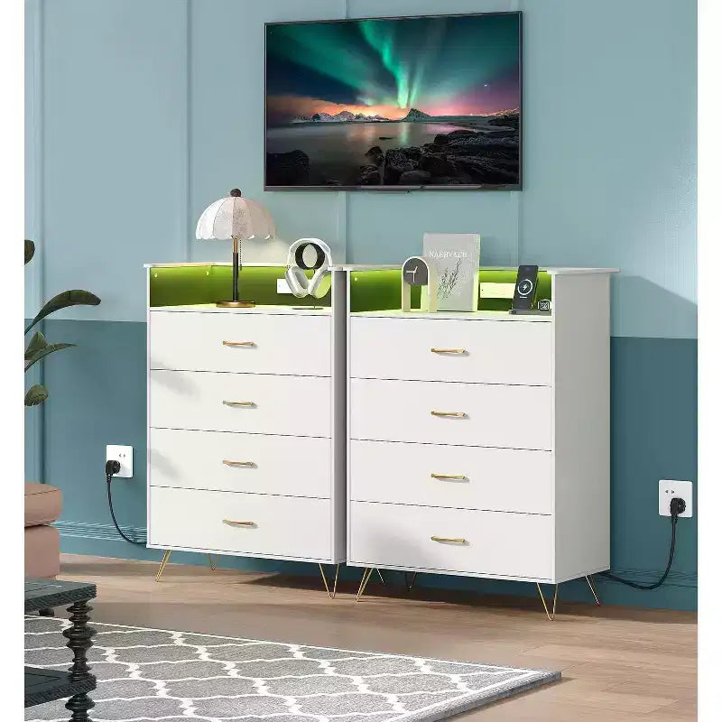 4-Drawer Dresser with Charging Station and App-Controlled Lighting