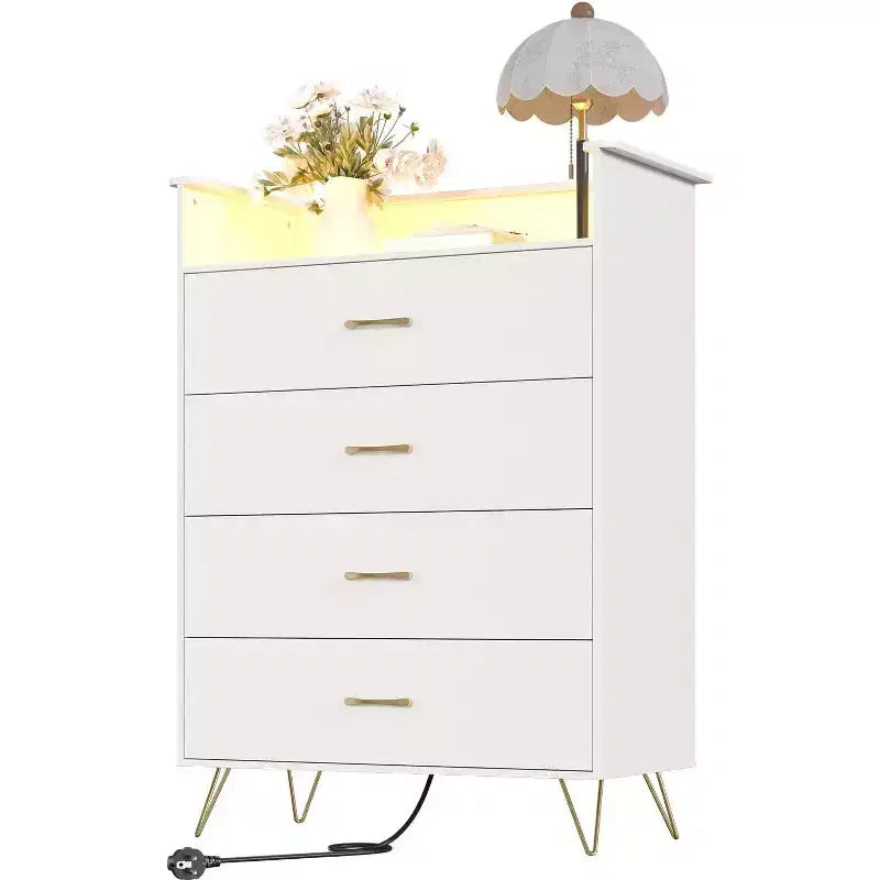 4-Drawer Dresser with Charging Station and App-Controlled Lighting