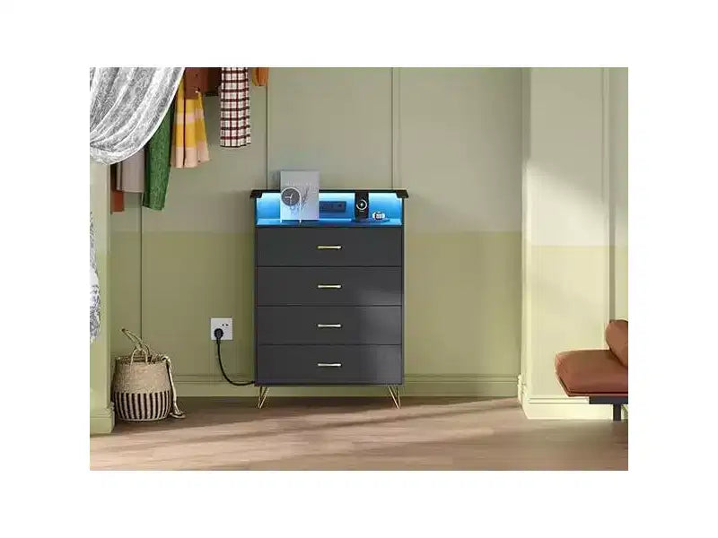 4-Drawer Dresser with Charging Station and App-Controlled Lighting