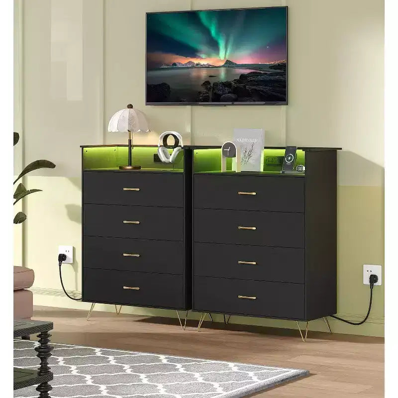 4-Drawer Dresser with Charging Station and App-Controlled Lighting