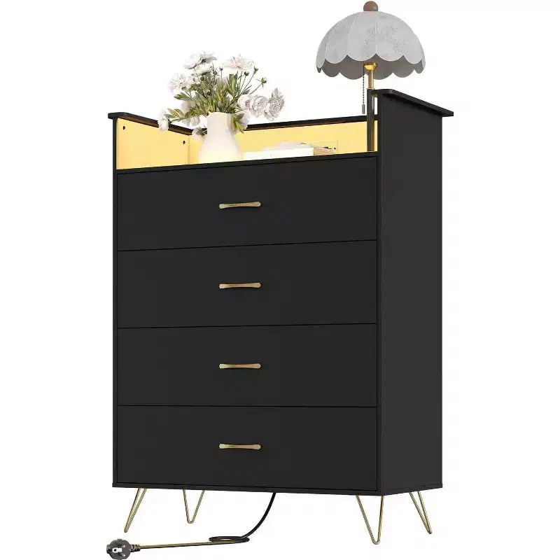 4-Drawer Dresser with Charging Station and App-Controlled Lighting