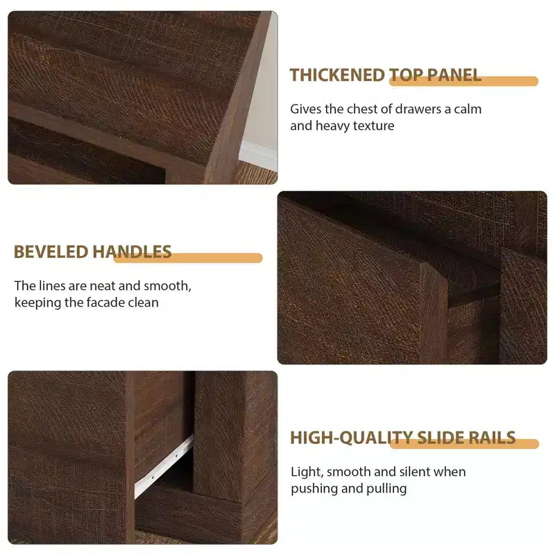6-Drawer Wide Dresser with Storage, Wooden Closet Storage Chest for Bedroom, Living Room or Entryway