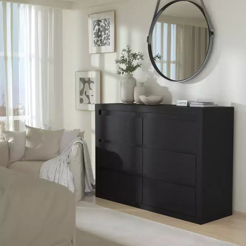 6-Drawer Wide Dresser with Storage, Wooden Closet Storage Chest for Bedroom, Living Room or Entryway