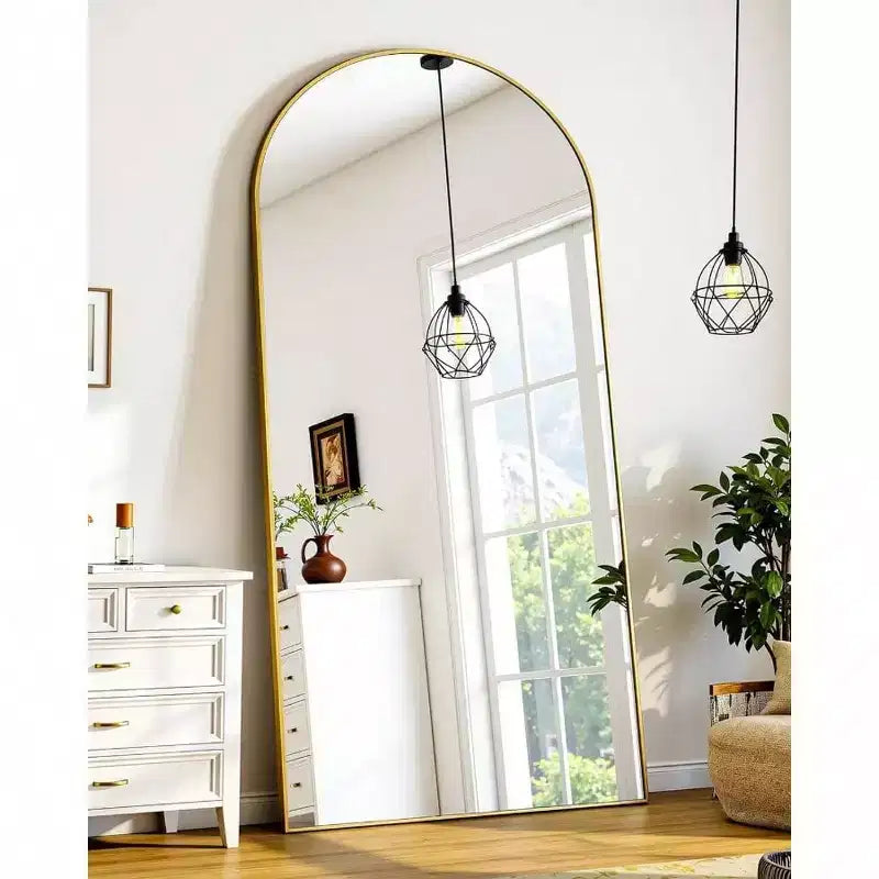 Full Length Mirror 58 inchx21 inch Floor Standing Mirror Freestanding Full Body Mirror with Stand Gold Arched Style