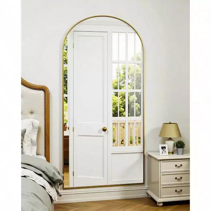 Full Length Mirror 58 inchx21 inch Floor Standing Mirror Freestanding Full Body Mirror with Stand Gold Arched Style