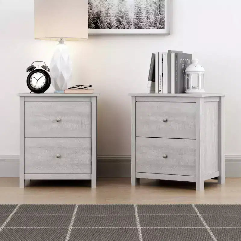2-Drawer Nightstands Set of 2 with Storage, 18.7W x 15.7D x 21.8H