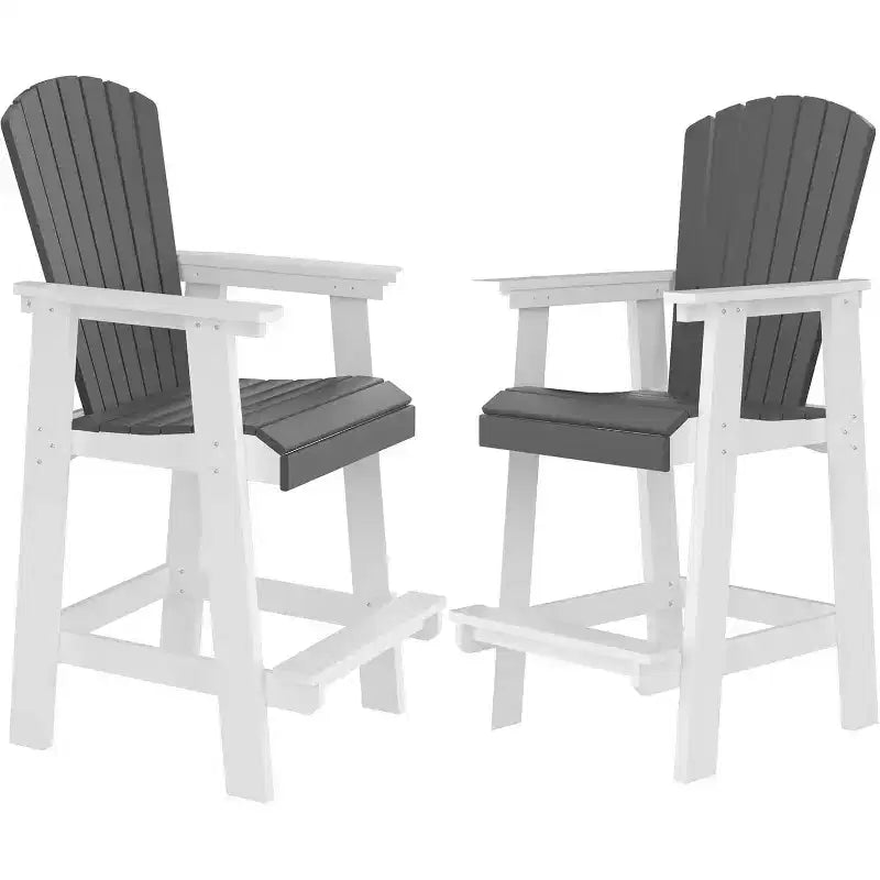 Bar Stools with High Back Footrest Set of 2 Barstools Outdoor Tall Chairs Counter Height Chairs Patio Bar Stool Chair Armrest Stools Black White