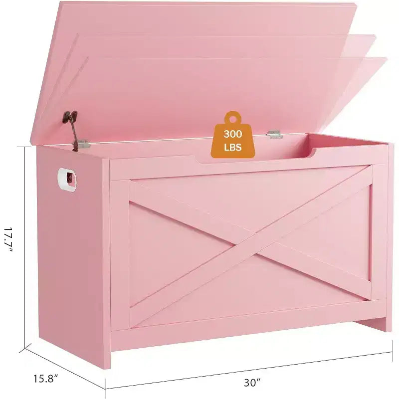 30 Inch Wooden Storage Bench with Safety Hinge, Large Shoe Storage Chest, Easy Assembly, Versatile Entryway, Living Room and Bedroom
