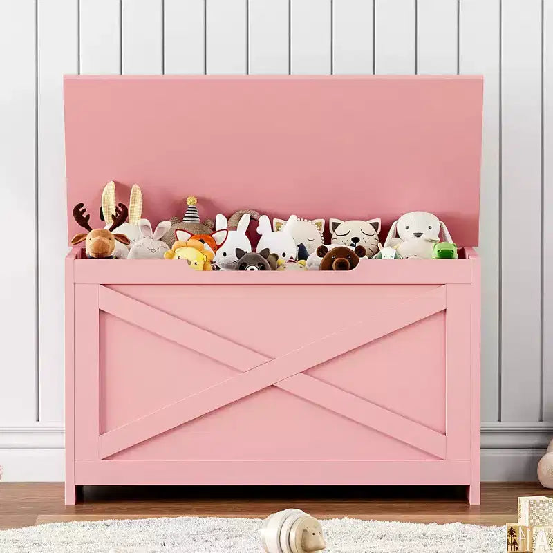 30 Inch Wooden Storage Bench with Safety Hinge, Large Shoe Storage Chest, Easy Assembly, Versatile Entryway, Living Room and Bedroom