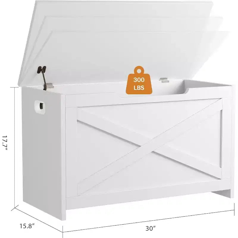 30 Inch Wooden Storage Bench with Safety Hinge, Large Shoe Storage Chest, Easy Assembly, Versatile Entryway, Living Room and Bedroom