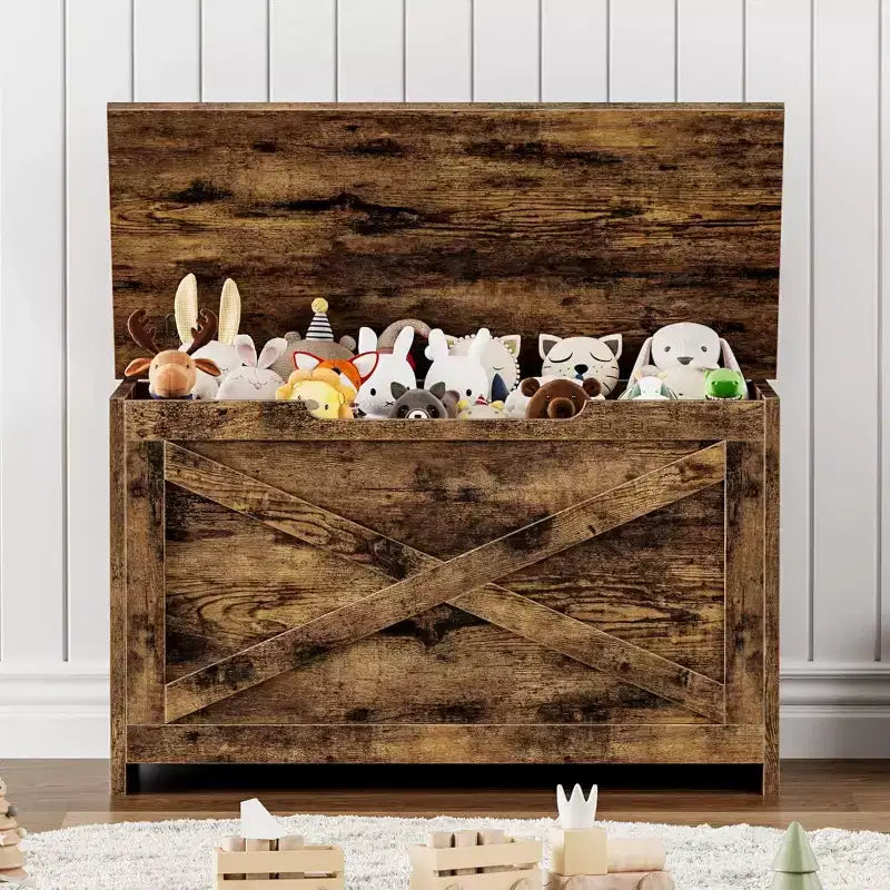 30 Inch Wooden Storage Bench with Safety Hinge, Large Shoe Storage Chest, Easy Assembly, Versatile Entryway, Living Room and Bedroom