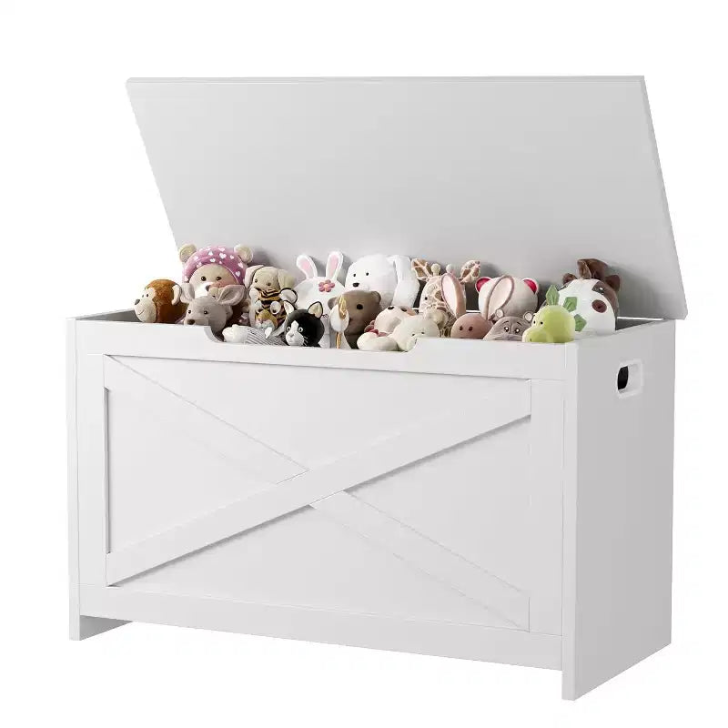 30 Inch Wooden Storage Bench with Safety Hinge, Large Shoe Storage Chest, Easy Assembly, Versatile Entryway, Living Room and Bedroom