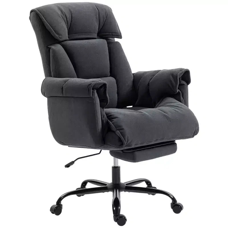 High Back Reclining Office Chair with Footrest, Thick Cushion, Adjustable Height and Rolling Wheels