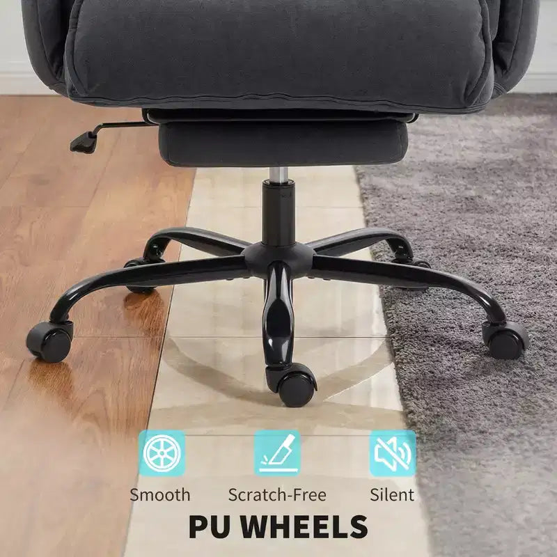 High Back Reclining Office Chair with Footrest, Thick Cushion, Adjustable Height and Rolling Wheels