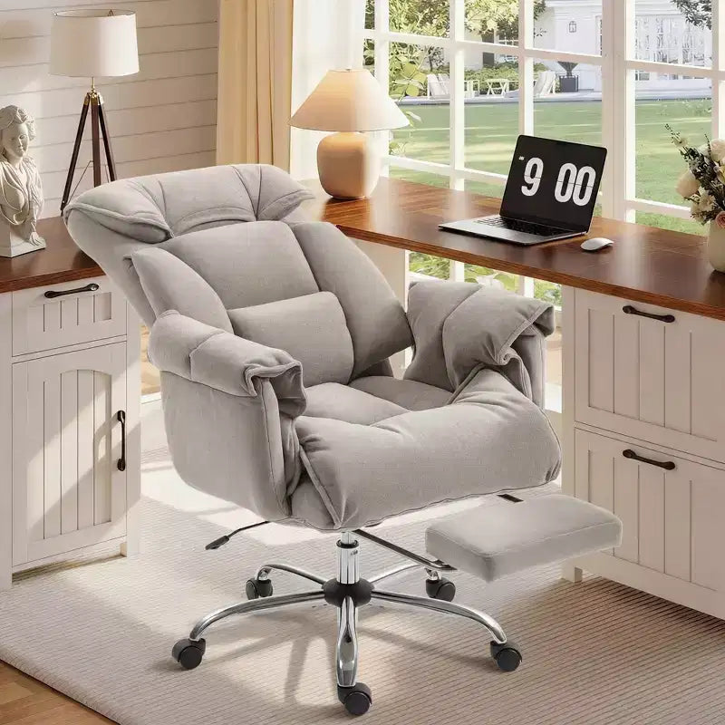 High Back Reclining Office Chair with Footrest, Thick Cushion, Adjustable Height and Rolling Wheels
