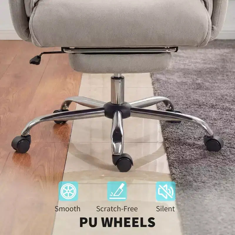 High Back Reclining Office Chair with Footrest, Thick Cushion, Adjustable Height and Rolling Wheels