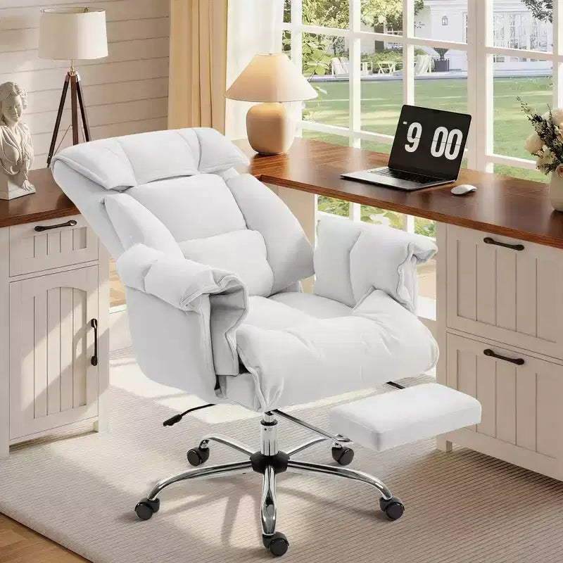 High Back Reclining Office Chair with Footrest, Thick Cushion, Adjustable Height and Rolling Wheels