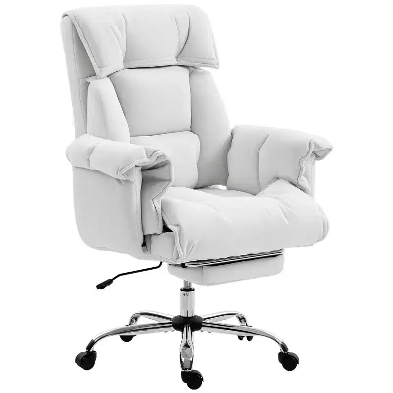 High Back Reclining Office Chair with Footrest, Thick Cushion, Adjustable Height and Rolling Wheels